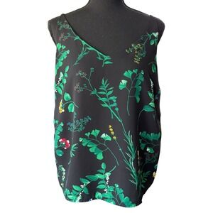 Banana Republic Womens Black Floral V Neck Camisole Top Medium Resortwear
